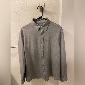 Express Men Grey Casual Button-Up Shirt (L/16-16.5)